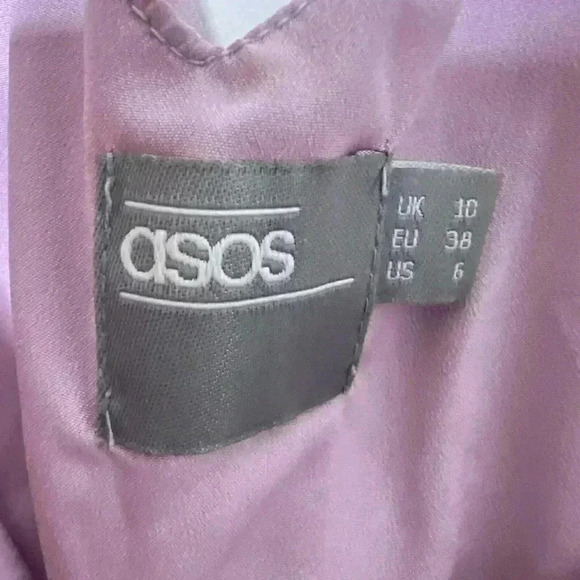 Asos Design Pleated Pink dress Size 6 Cross Back Mini Dress Flowy - Picture 4 of 7